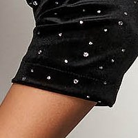 Bársony rövid harang ruha - fekete, csillogó díszítéssel - StarShinerS