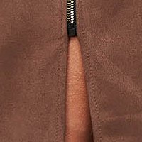 Fordított műbőrb ceruza szoknya - krém, oldalt zsebekkel és elől cipzárral