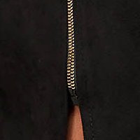 Fordított műbőrb ceruza szoknya - fekete, oldalt zsebekkel és elől cipzárral