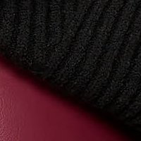 Kötött csíkozott anyagú bő szabású pulóver - fekete, kerekített dekoltázssal