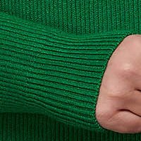 Pulover din tricot reiat verde cu croi larg si guler inalt - SunShine