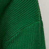 Pulover din tricot reiat verde cu croi larg si guler inalt - SunShine