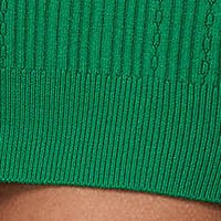 Kötött rövid ceruza ruha - zöld, dekoratív gombokkal, magas gallérral