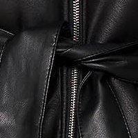 Szőrmekabát - fekete, bő szabású, bundabélessel, oldalt zsebekkel és övvel ellátva