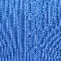 Kötött csíkozott anyagú szűk szabású pulóver - kék, magas gallérral