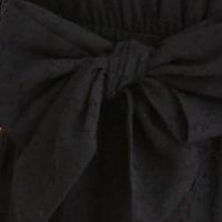 Muszlin rövid harang ruha - fekete, gumirozott derékrésszel, övvel ellátva