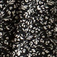 Vékony anyagú midi harang ruha - fekete, gumirozott derékrésszel, bő ujjakkal