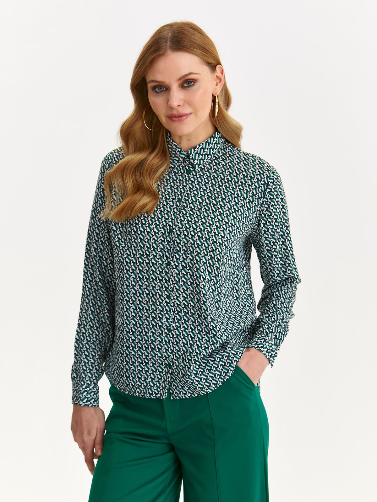 Green women`s shirt thin fabric loose fit