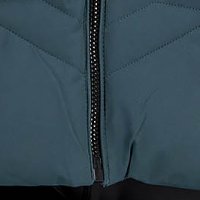 Dzseki sötétzöld vízlepergető szűkített cipzáros zsebekkel ellátott eltávolítható kapucni