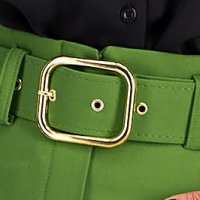 Zöld pamutból készült nadrág zsebes öv típusú kiegészítővel
