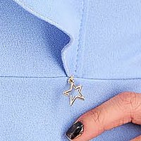 Rochie din crep albastru-deschis scurta in clos cu volanase pe linia decolteului - StarShinerS