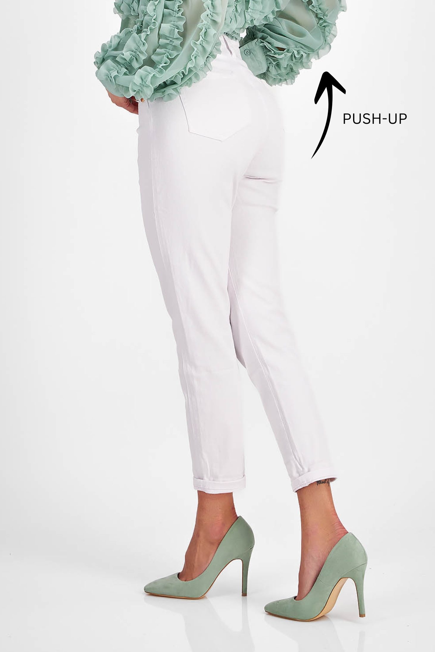 White High-Waisted Skinny Jeans with Push-Up Effect - SunShine