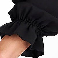 StarShinerS fekete ruha - georgette midi harang alakú gumirozott derékrésszel