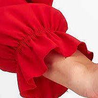 StarShinerS piros ruha - georgette midi harang alakú gumirozott derékrésszel