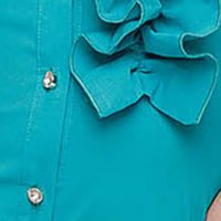 Női ing türkizzöld pamutból készült szűkített