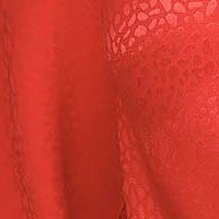 Női blúz piros szaténból szűk szabású bross kiegészítővel