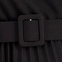 Ruha fekete rakott, pliszírozott krepp háromnegyedes harang alakú gumirozott derékrésszel öv típusú kiegészítővel