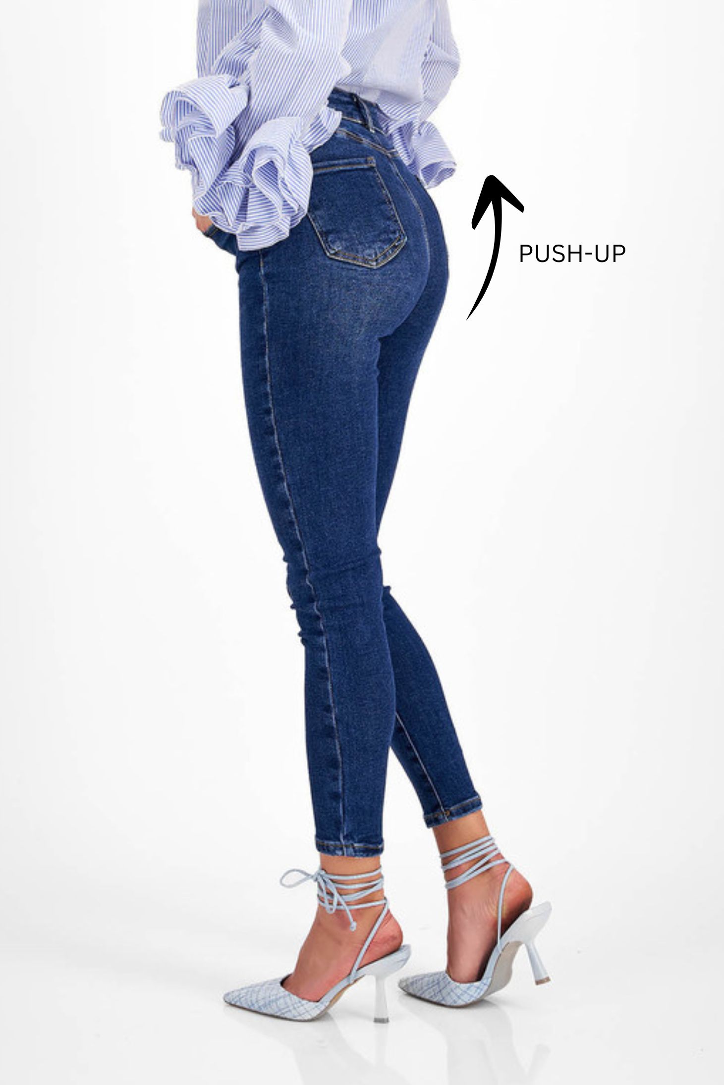 Traperice push-up duge plave uske s visokim strukom - SunShine 1 - StarShinerS.hr