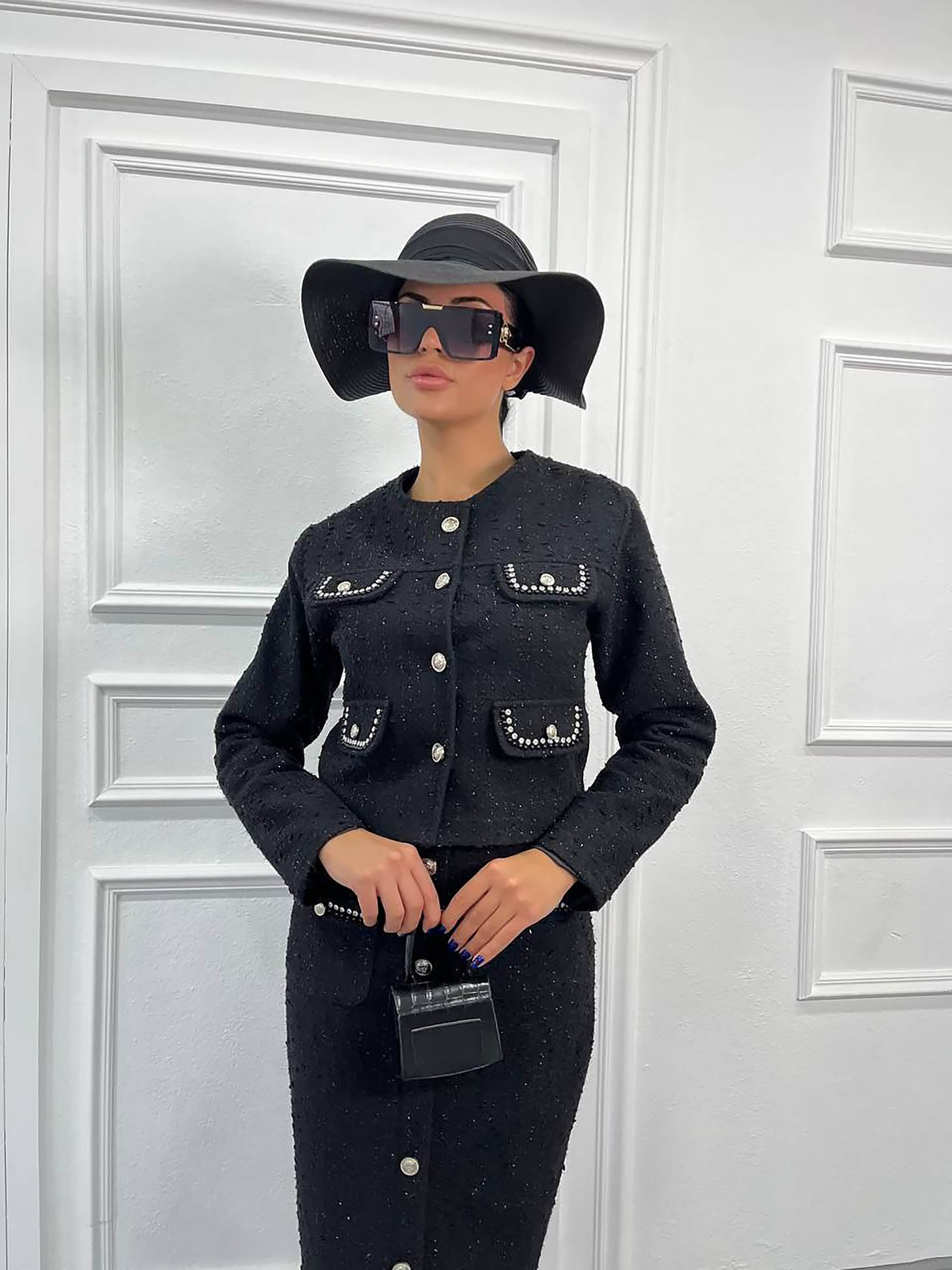 Fekete rugalmas szövet női kosztüm 3 - StarShinerS.hu