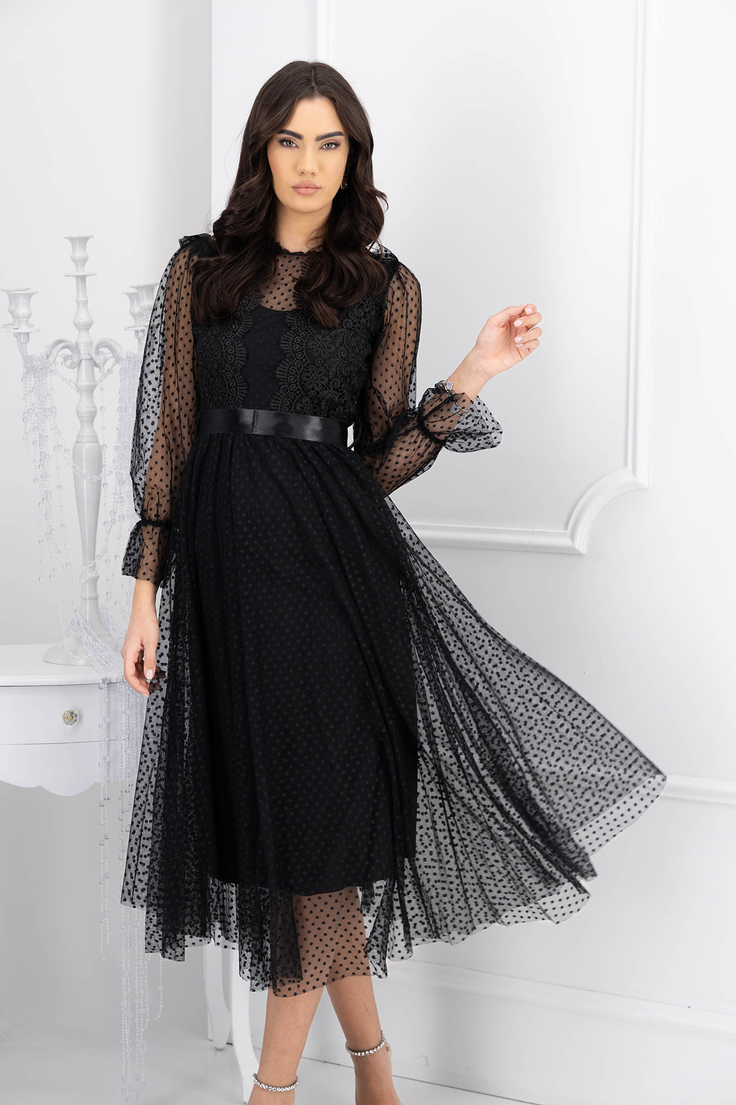 Crno haljina tulle midi cloche 1 - StarShinerS.hr