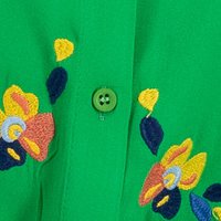 Női ing zöld pamutból készült aszimetrikus bő szabású hímzett részek