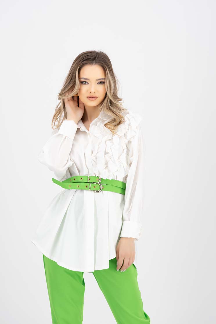 Női ing fehér puplin bő szabású fodros 1 - StarShinerS.hu