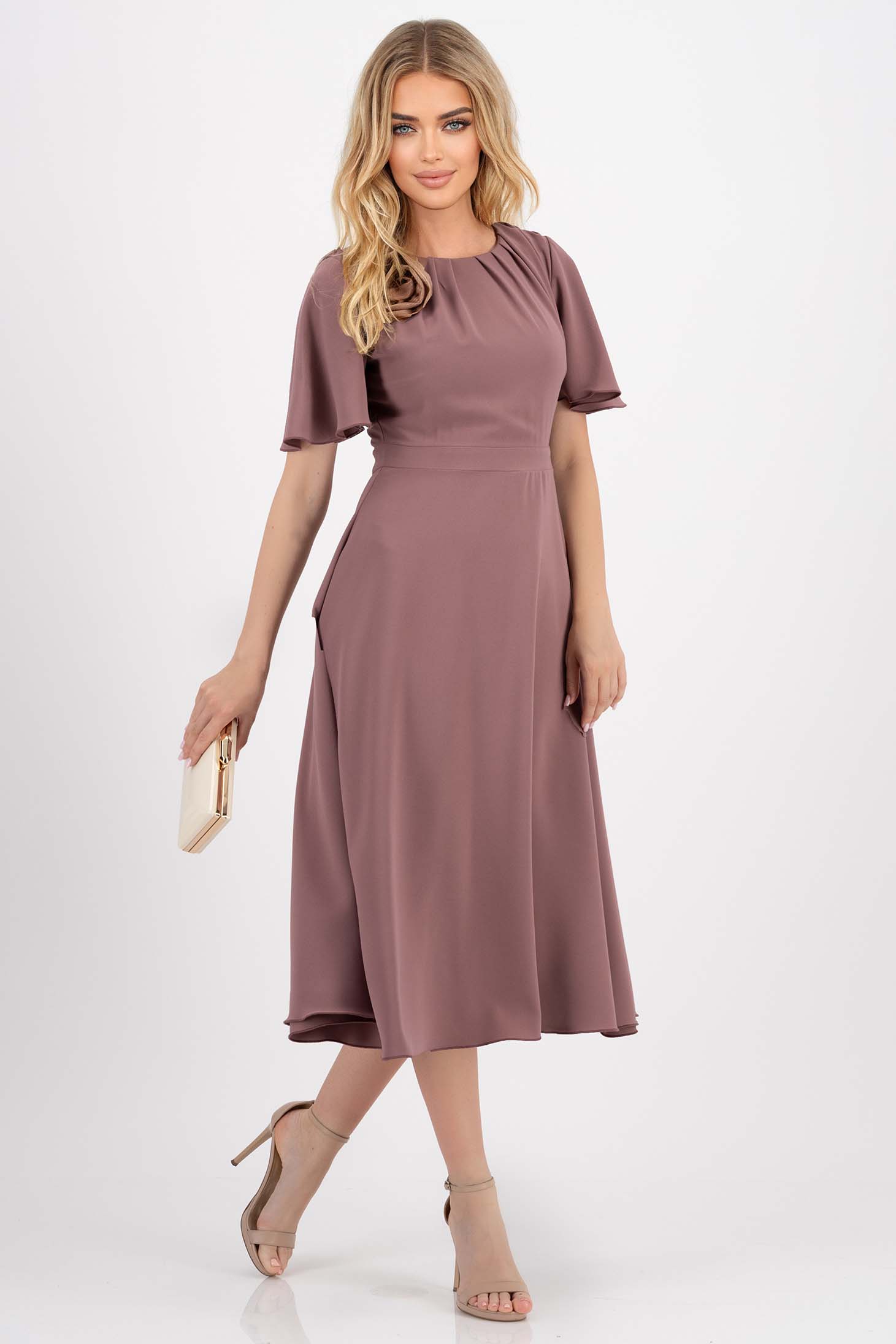 StarShinerS puder ružičasta haljina georgette midi cloche 1 - StarShinerS.hr