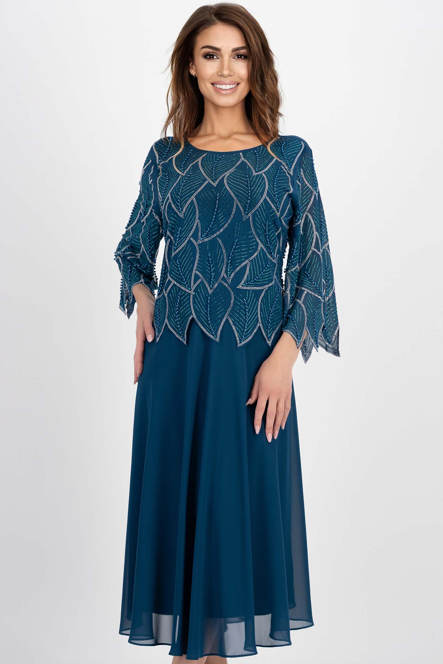 Zelen haljina veo midi cloche 1 - StarShinerS.hr