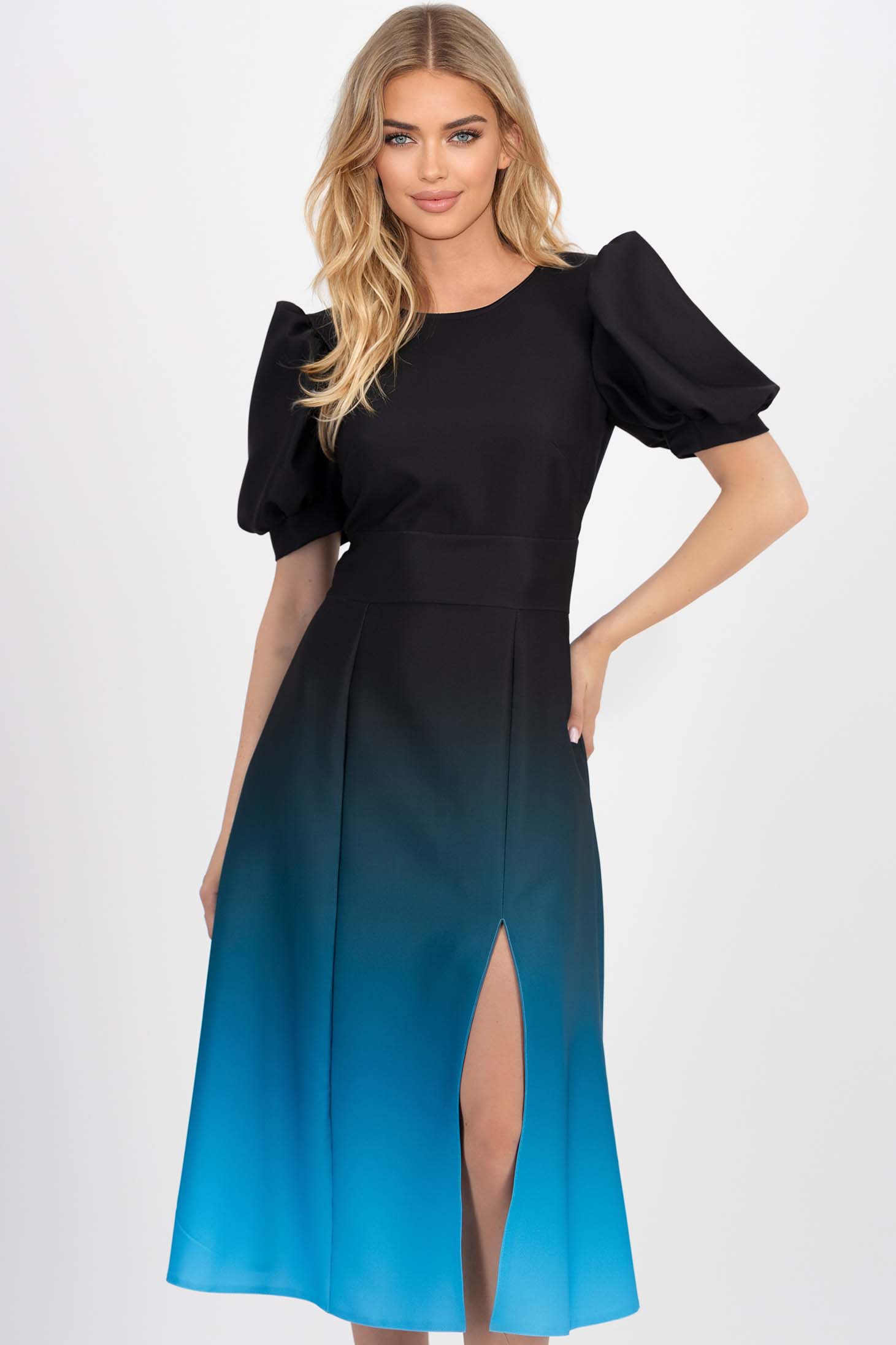 StarShinerS plava haljina tkanine midi cloche 1 - StarShinerS.hr