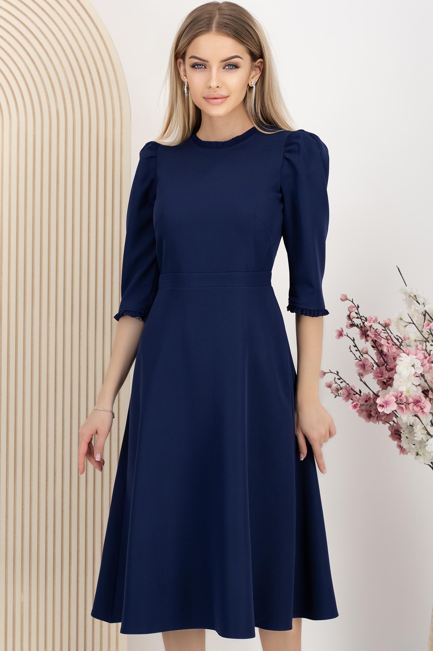 StarShinerS tamnoplava haljina midi cloche tkanine 1 - StarShinerS.hr