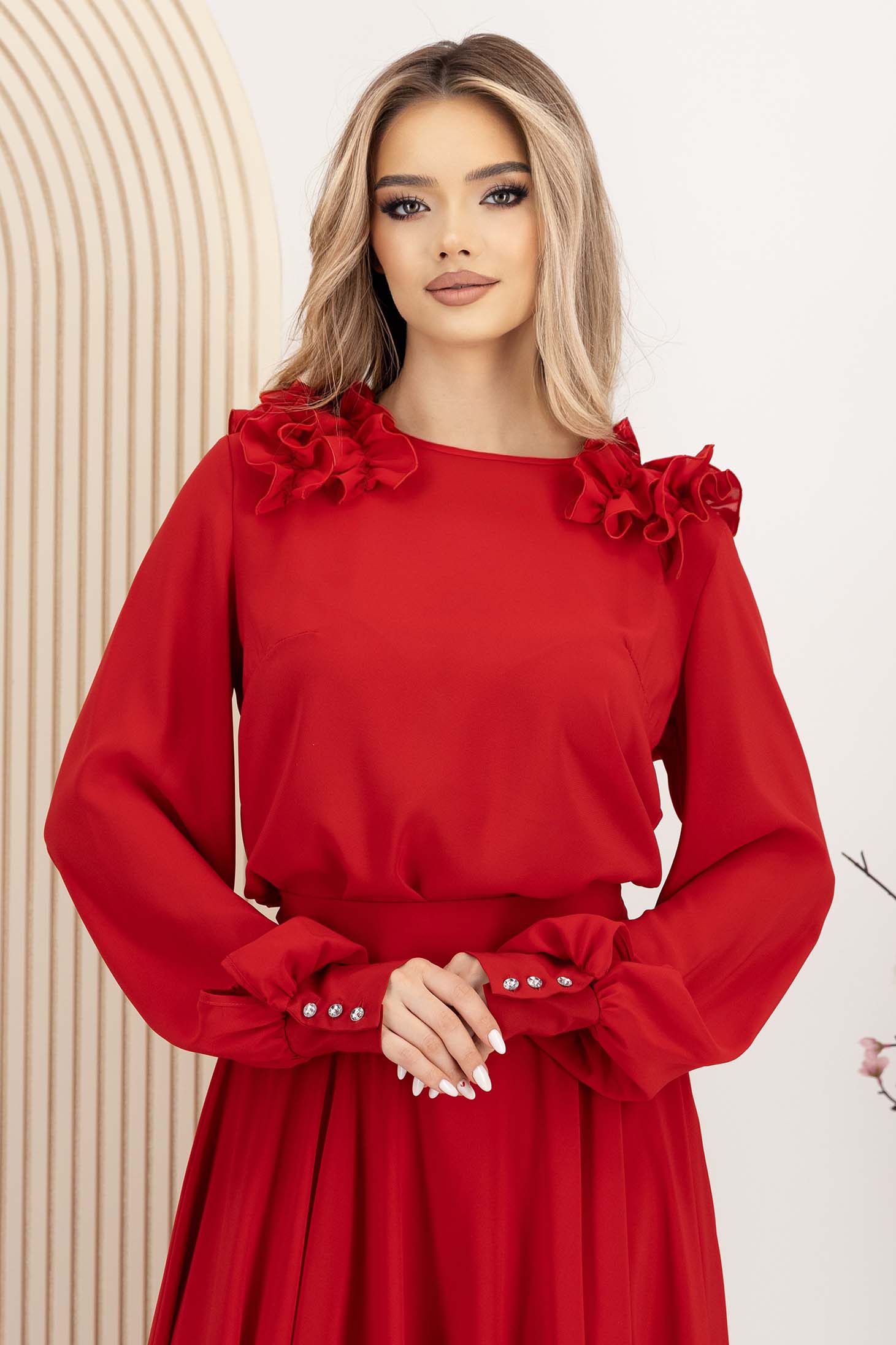 StarShinerS crven bluza za žene veo širok 1 - StarShinerS.hr