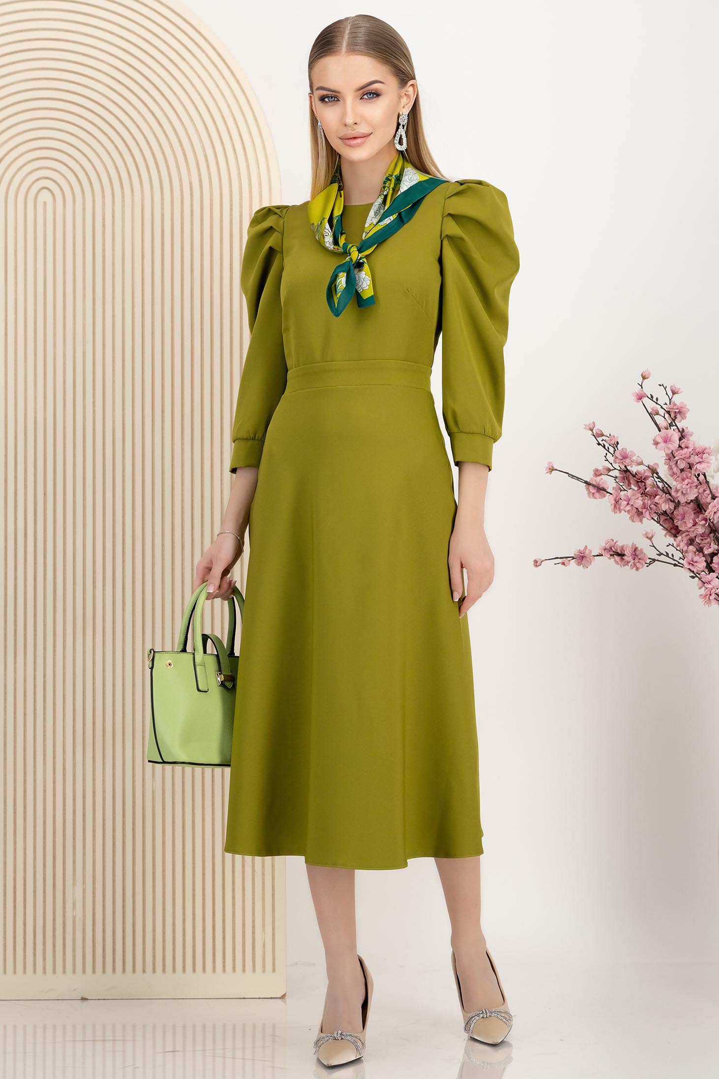 StarShinerS khaki haljina midi tkanine cloche 1 - StarShinerS.hr