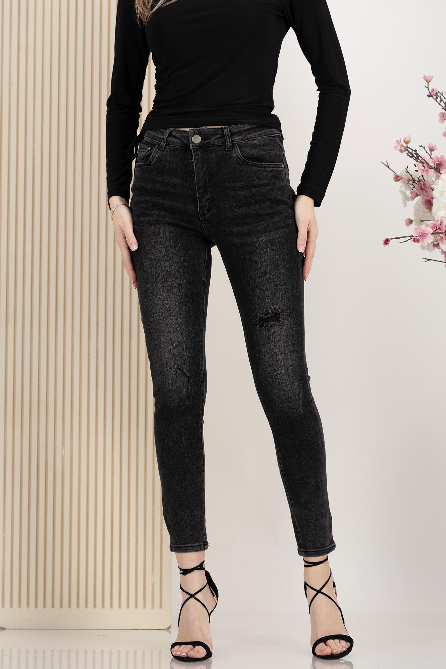 Blugi lungi negri skinny cu talie inalta 1 - StarShinerS.ro