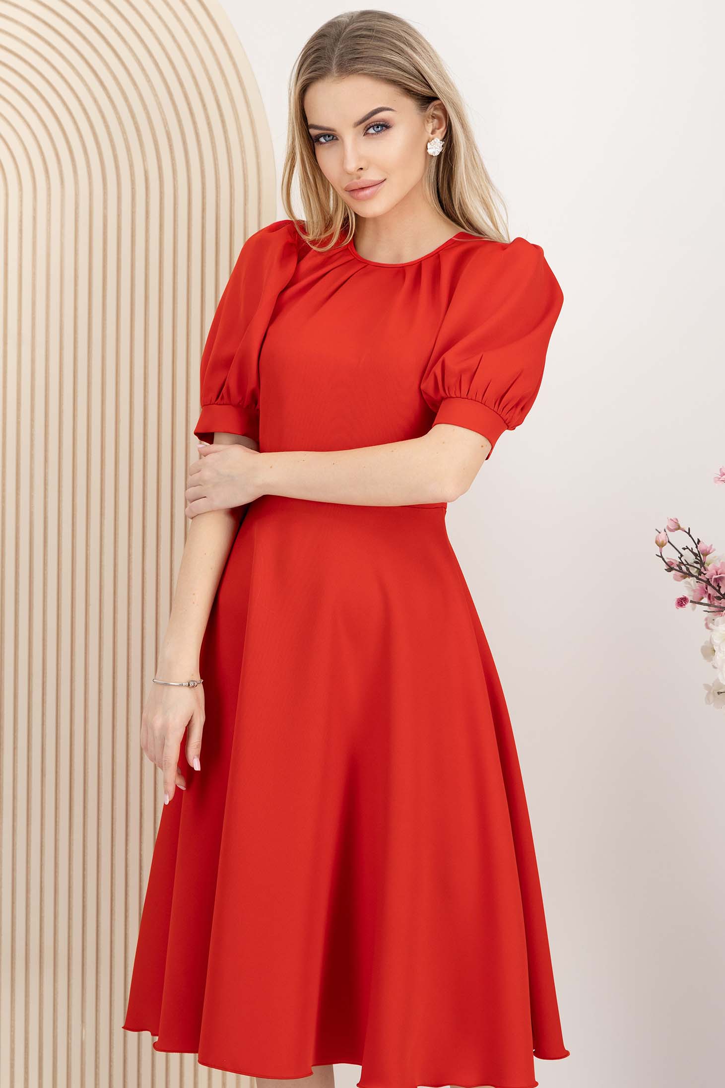 StarShinerS crven haljina tkanine midi cloche 1 - StarShinerS.hr