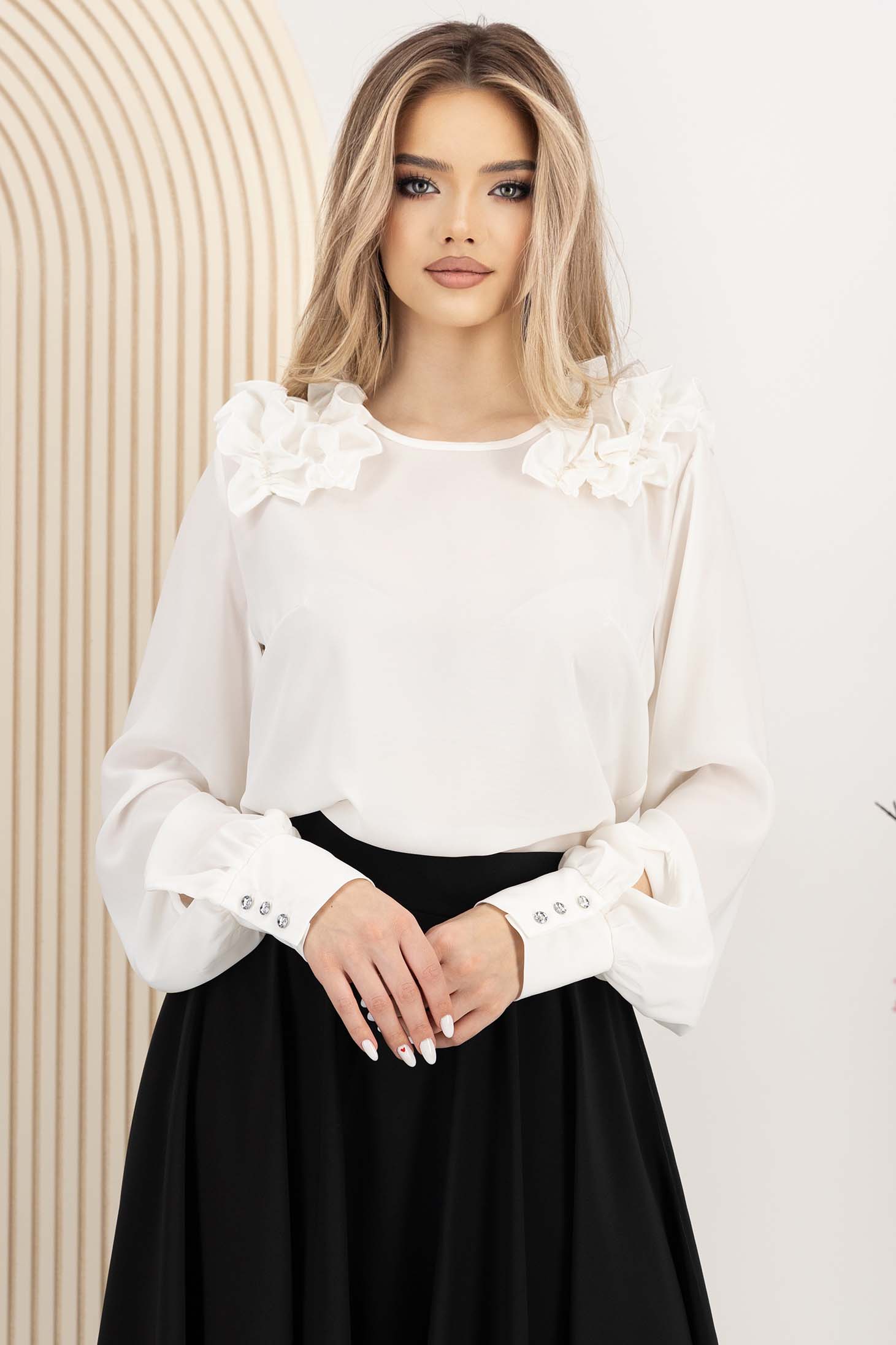 StarShinerS bijelo bluza za žene veo širok 1 - StarShinerS.hr