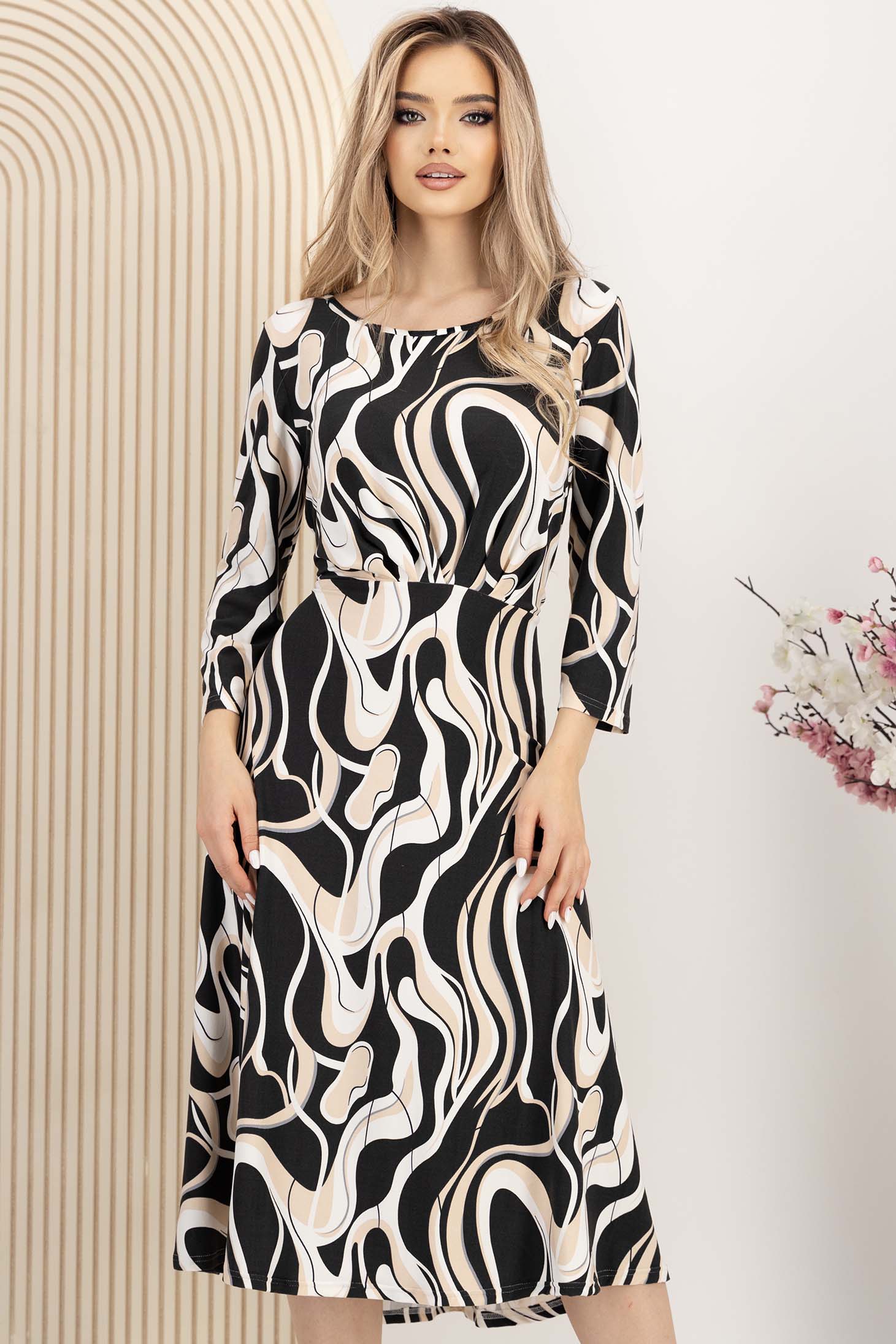 Rochie din lycra neagra midi in clos cu maneci trei-sferturi 1 - StarShinerS.ro