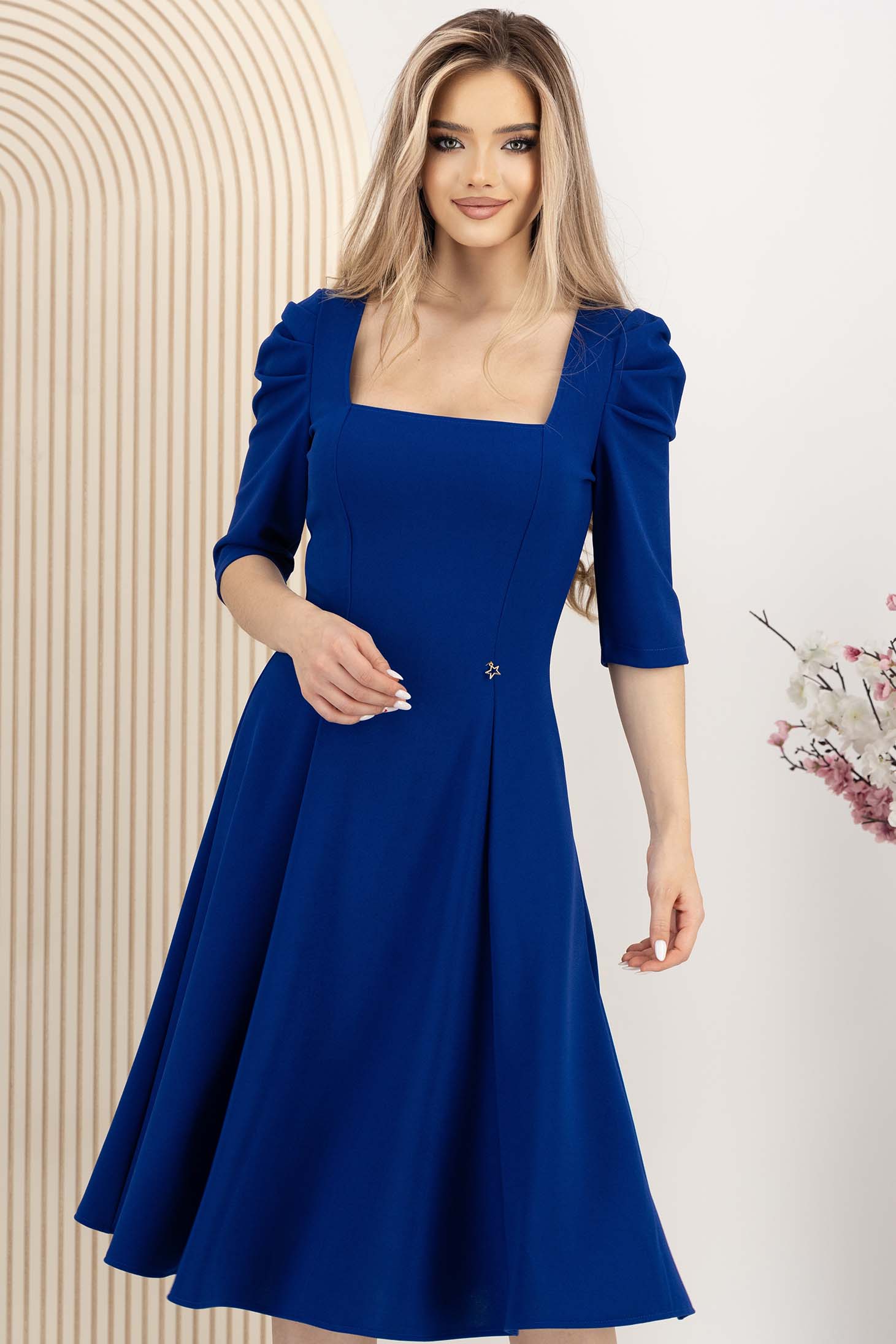 StarShinerS tamno plava haljina krep midi cloche 1 - StarShinerS.hr
