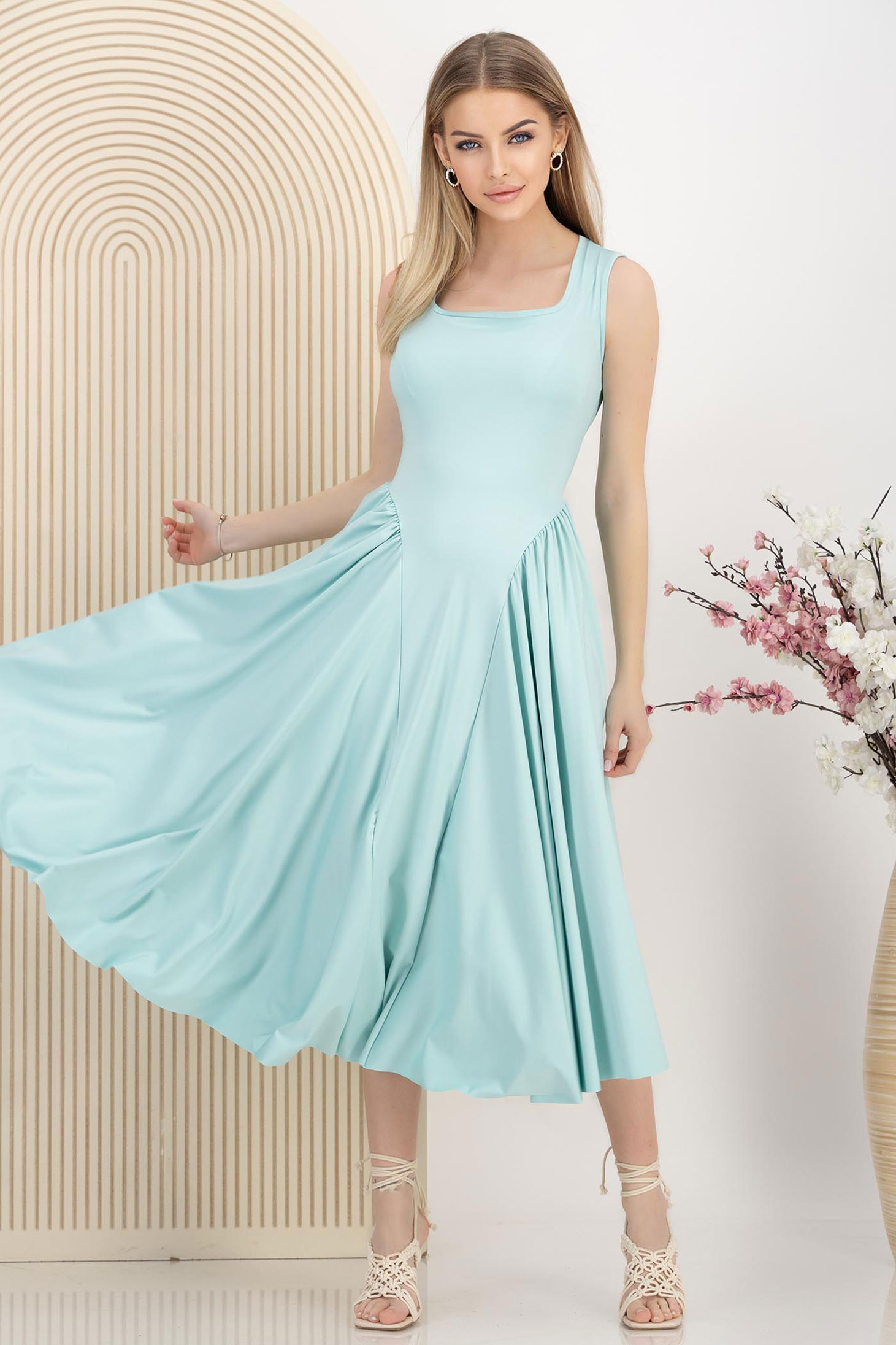 Rochie din lycra mint midi in clos 1 - StarShinerS.ro