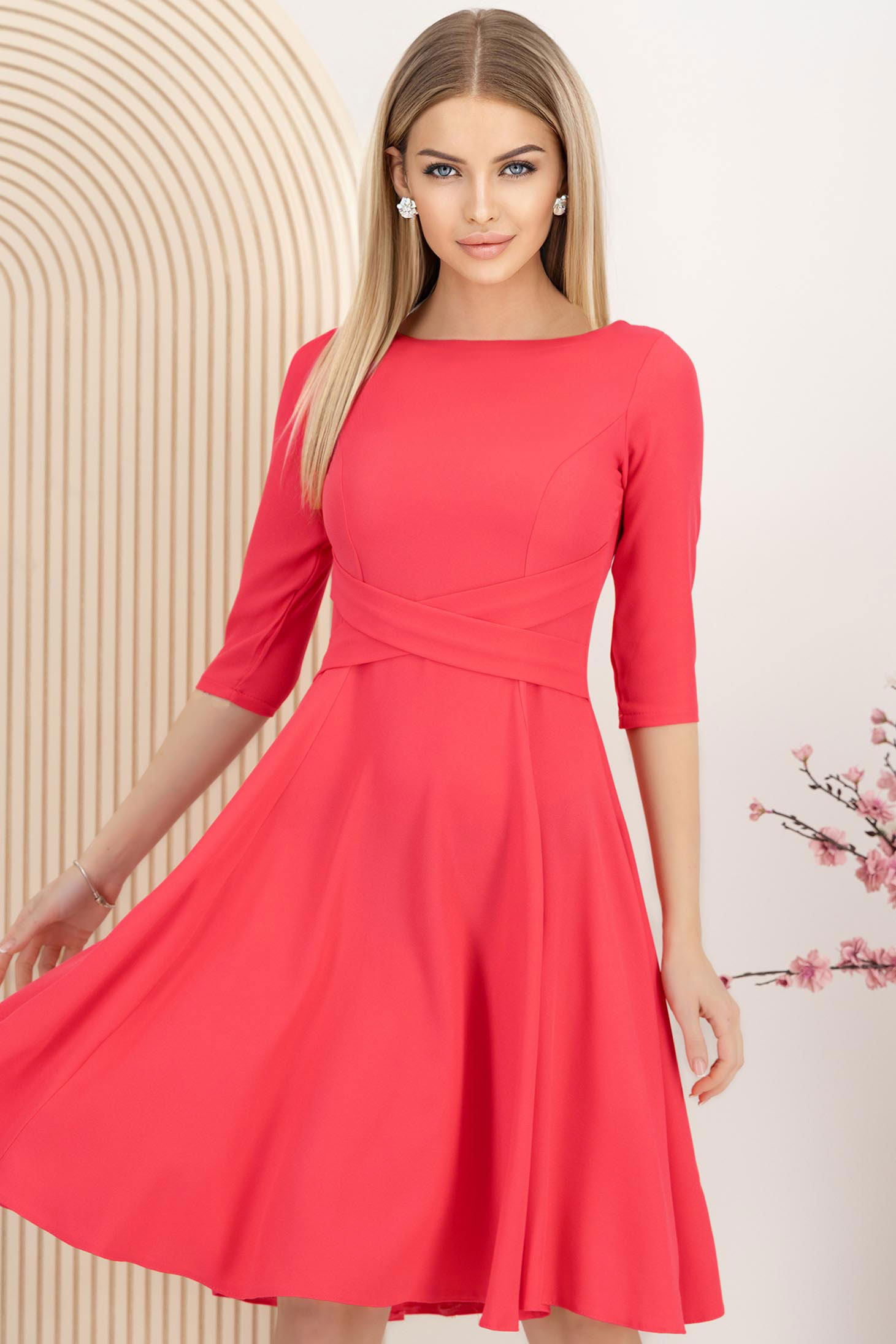StarShinerS roza haljina midi cloche georgette 1 - StarShinerS.hr