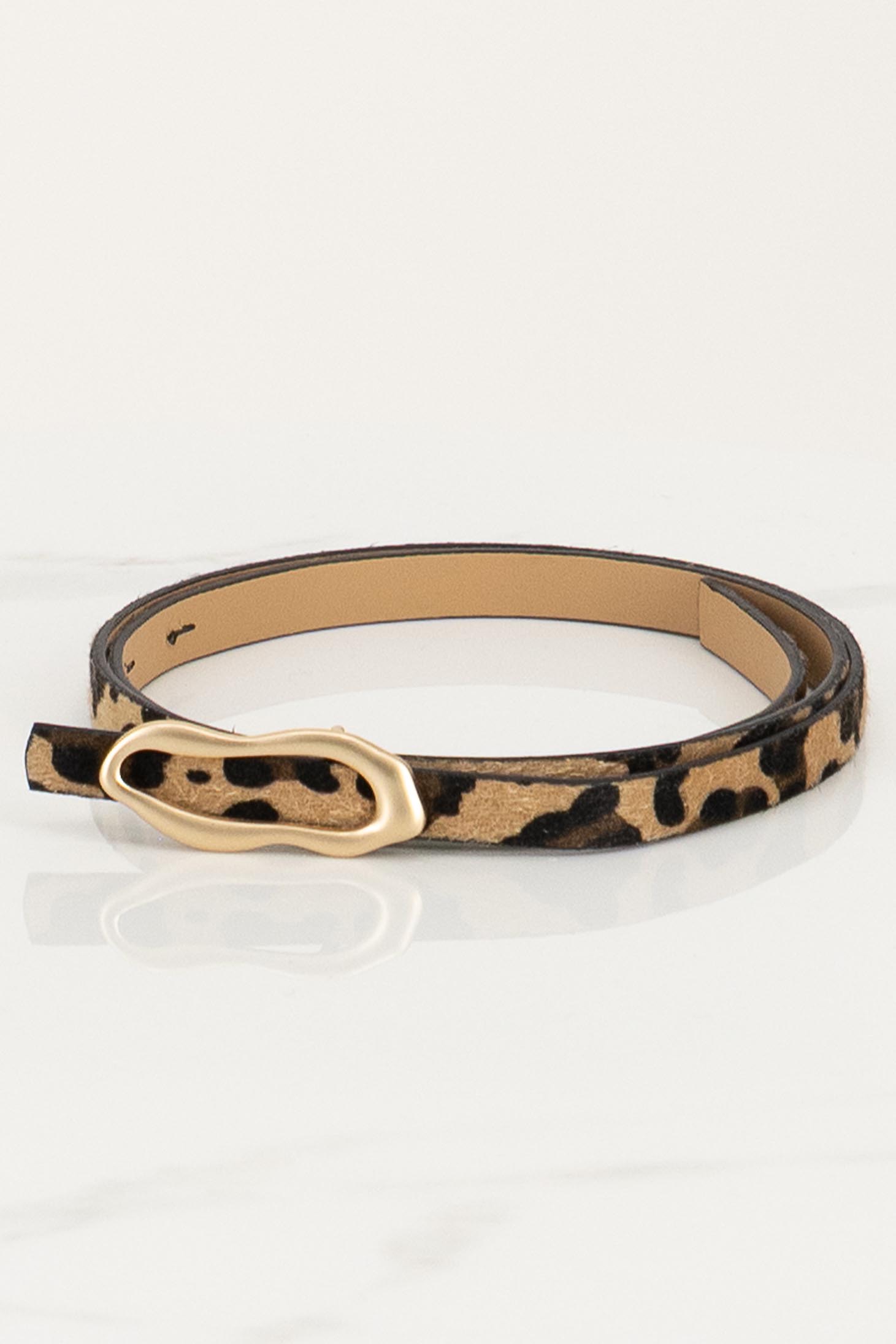 Curea din piele ecologica maro cu catarama decorativa si imprimeu animalier 1 - StarShinerS.ro