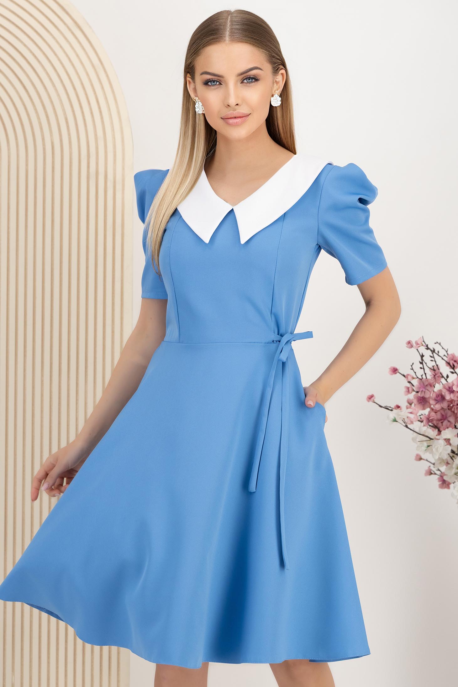 StarShinerS plava svijetla haljina tkanine cloche 1 - StarShinerS.hr