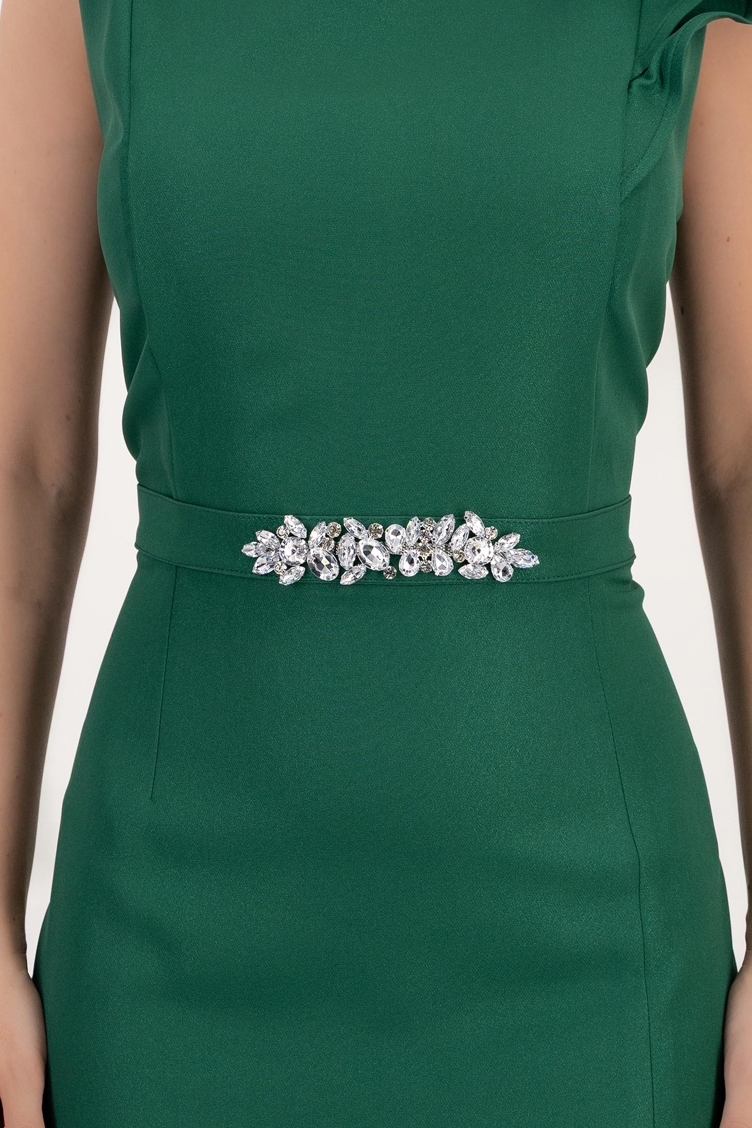 Cordon decorativ din stofa elastica cu sclipici verde cu pietre strass - StarShinerS 1 - StarShinerS.ro