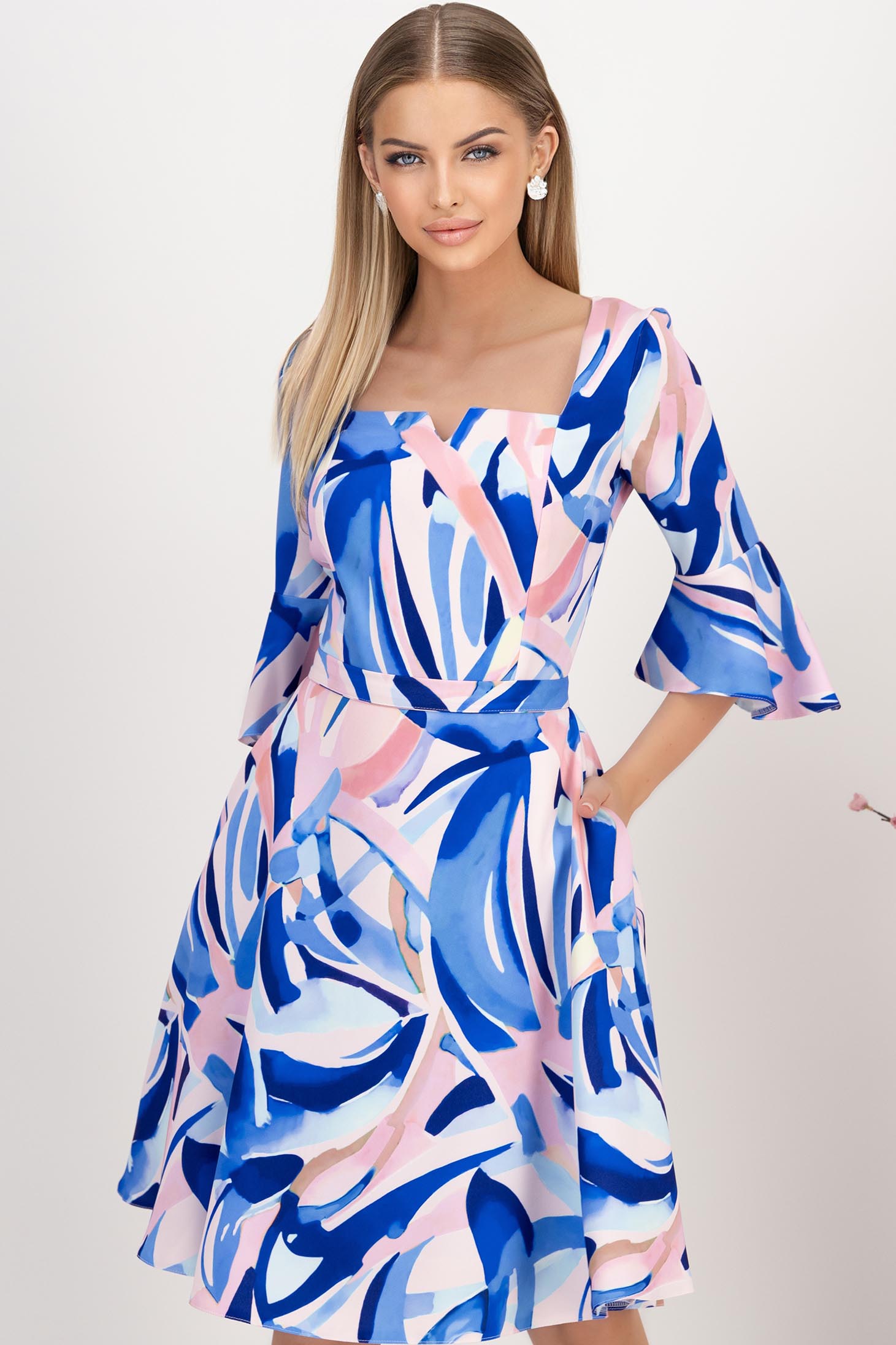 StarShinerS plava haljina tkanine midi cloche 1 - StarShinerS.hr