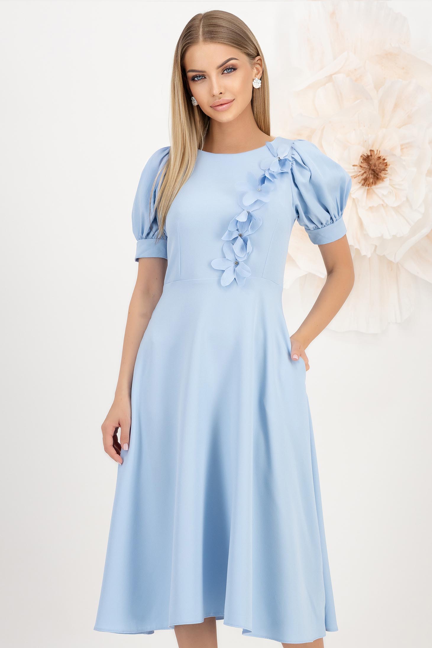 StarShinerS midi tkanine cloche plava svijetla haljina 1 - StarShinerS.hr