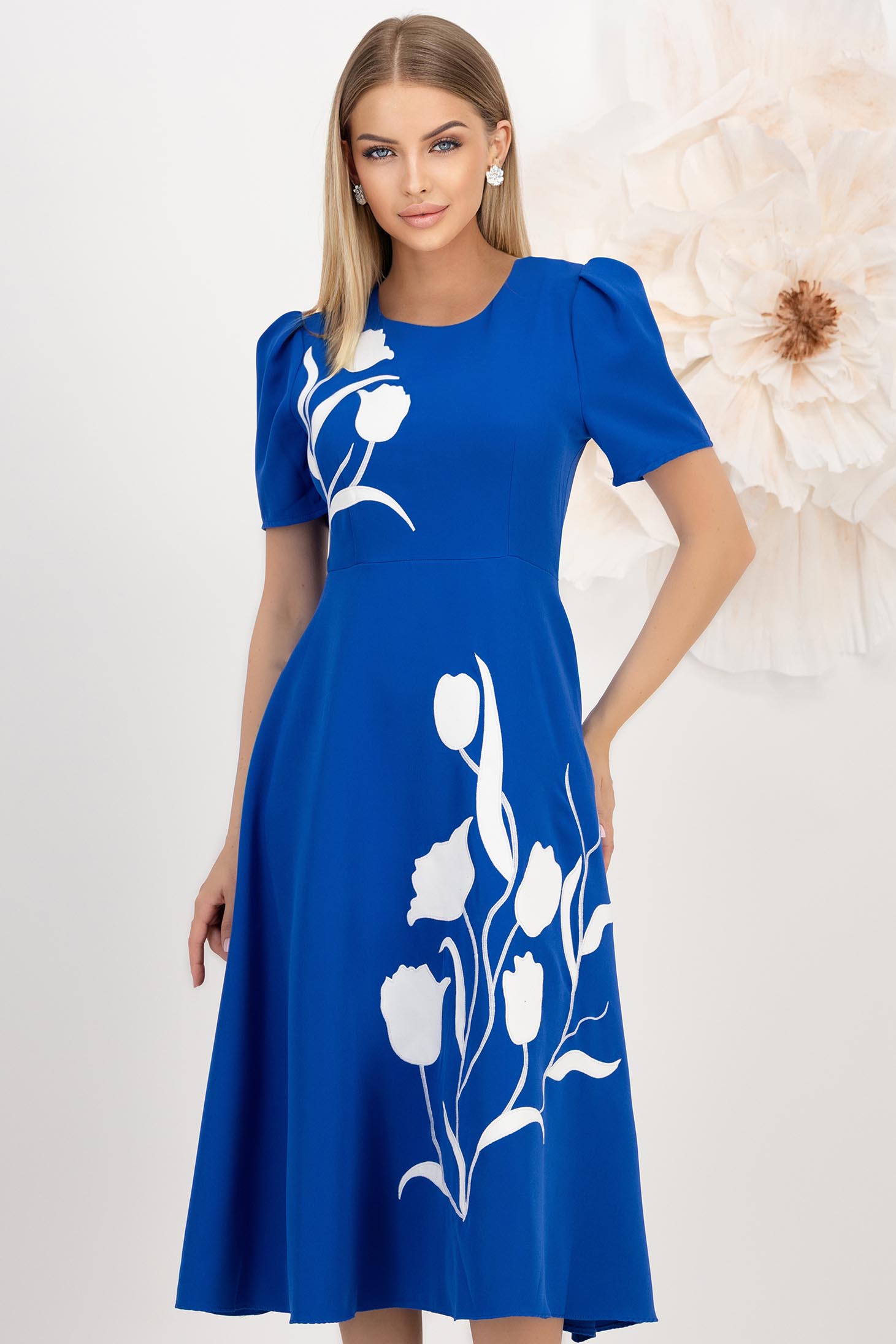 StarShinerS plava haljina midi cloche pamuk 1 - StarShinerS.hr