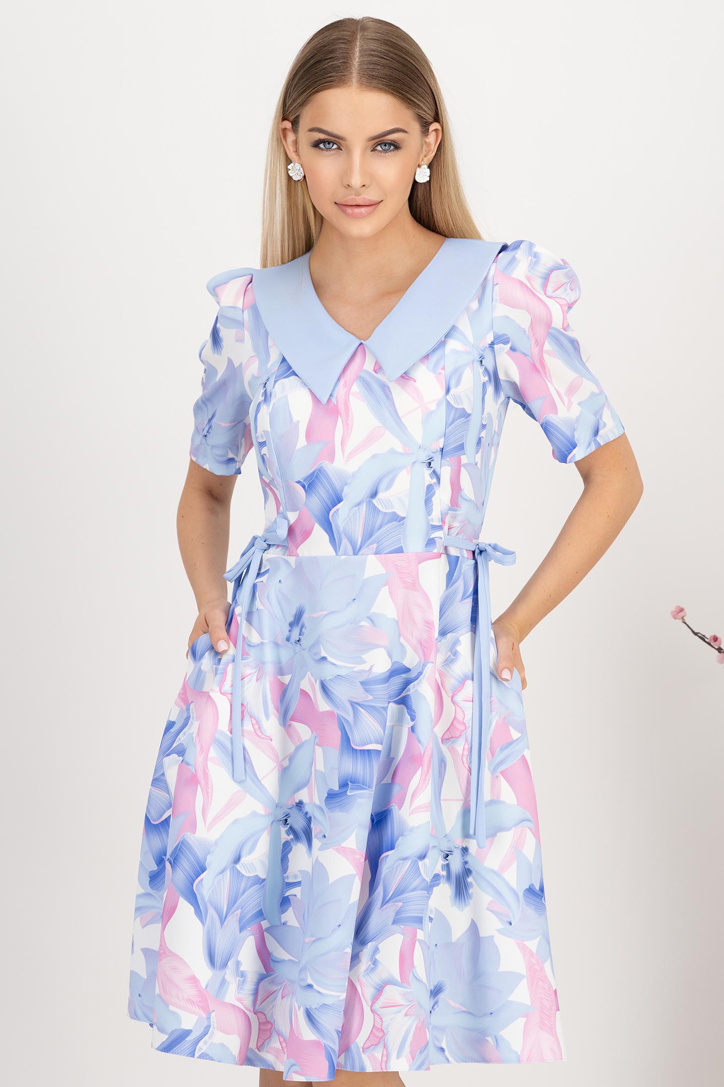 StarShinerS plava haljina midi cloche tkanine 1 - StarShinerS.hr
