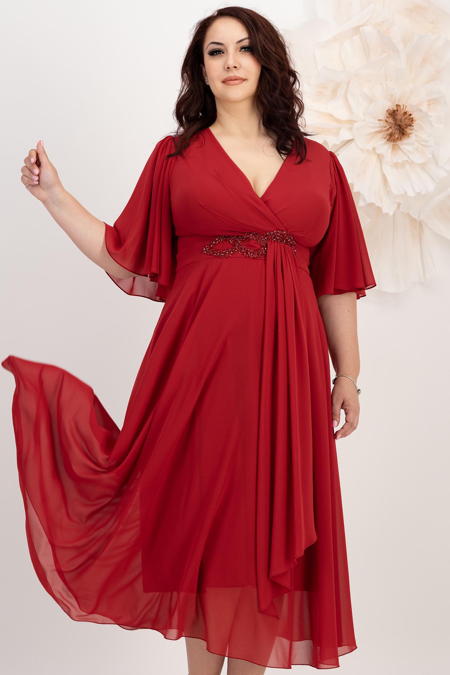 Burgundy ruha muszlin midi harang 1 - StarShinerS.hu
