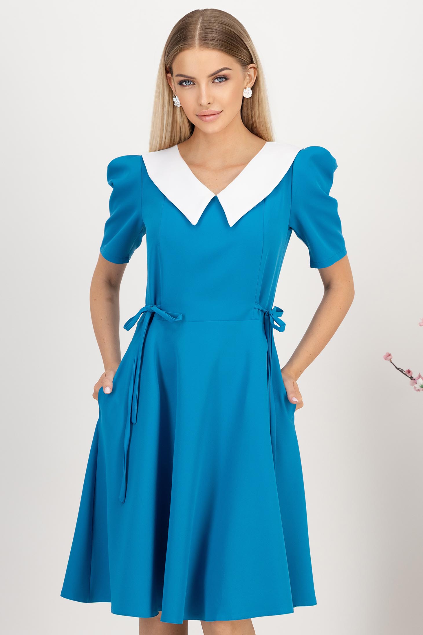 StarShinerS plava nafta haljina midi cloche tkanine 1 - StarShinerS.hr
