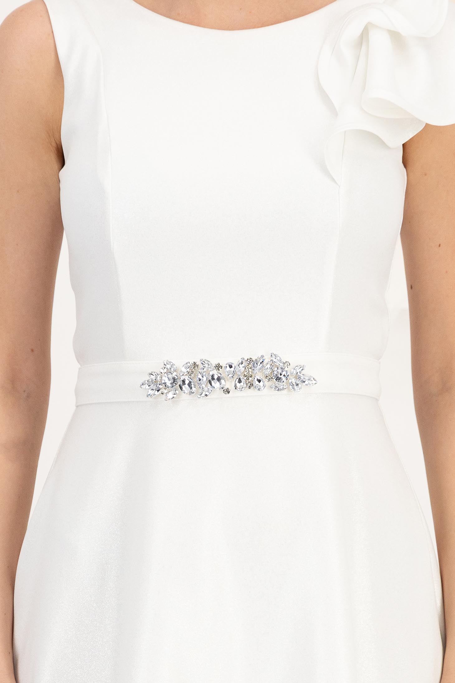 Cordon decorativ din stofa elastica alba cu pietre strass - StarShinerS 1 - StarShinerS.ro