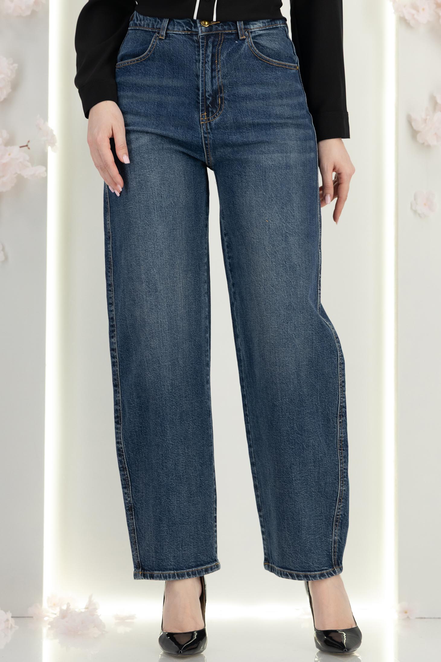 Blugi albastra din denim maxi larg 1 - StarShinerS.ro